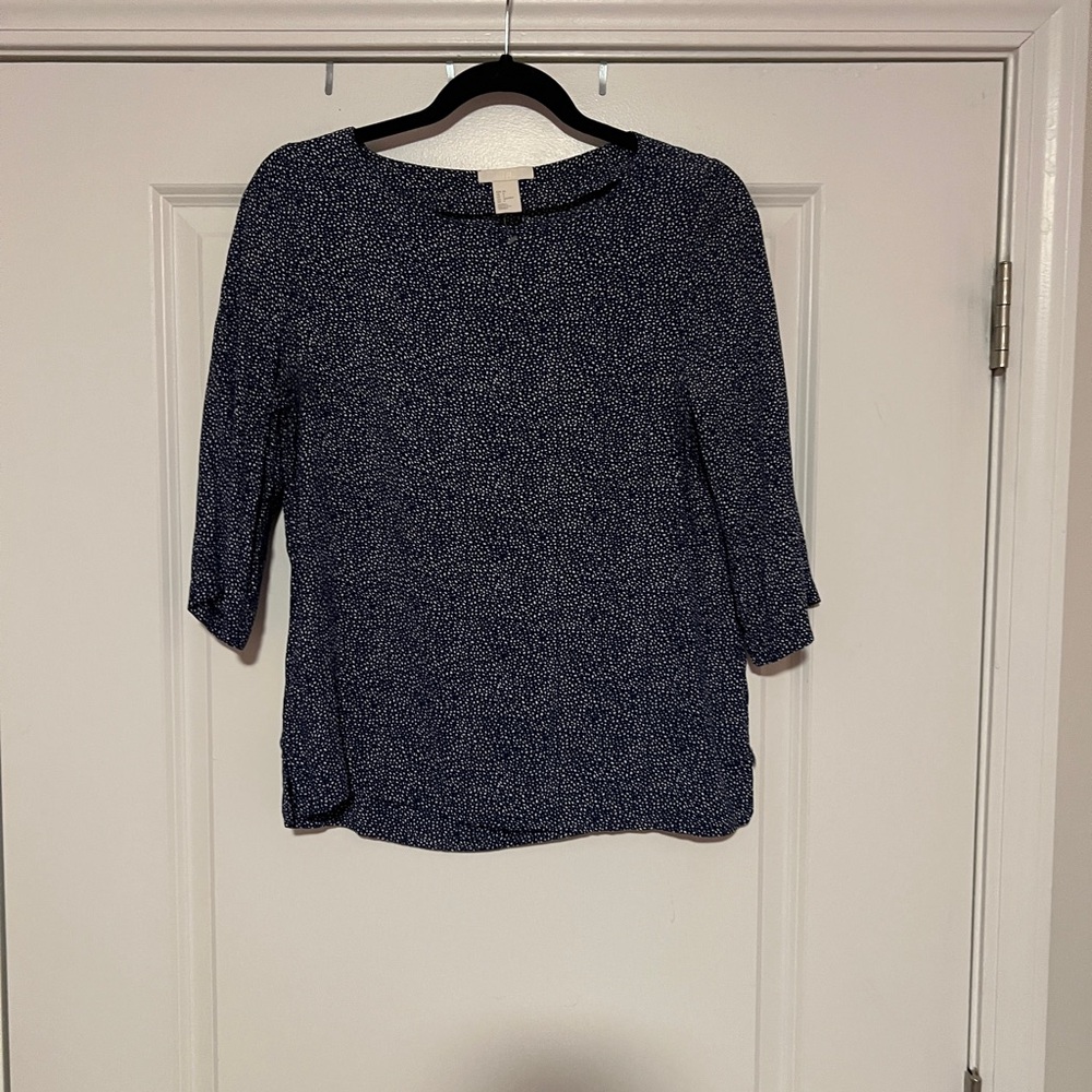 H&M Speckled Navy Blouse